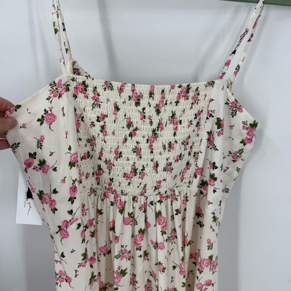 Spiritual Gangster NWT Pink and green floral rose Garden print mini dress XL - Picture 6 of 12